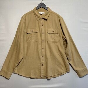 Outerknown Mens Tan Long Sleeve Button Up Work Shirt Size XL Organic Cotton